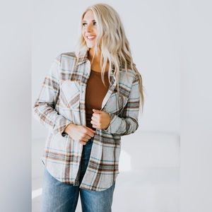 Thread & Supply gray plaid button up shirt